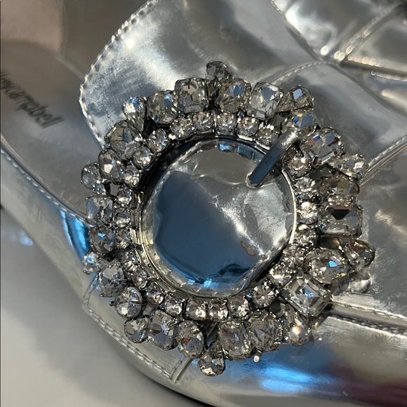 Jeffrey Campbell Viona Crystal Embellished Silver Pointed Toe Loafers size 7.5 - Picture 3 of 13